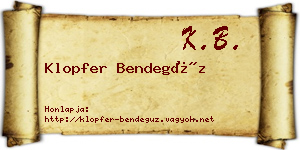 Klopfer Bendegúz névjegykártya